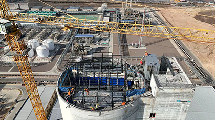 寧夏30萬噸/年高效復合肥二期高塔項目全力攻堅